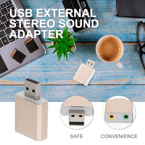 USB External Sound Card Adapter with Headphone Microphone Jack Plug and Play USB to Audio Converter for Laptop Desktop Multi-Channel Stereo Sound Card for Audio and Random Color