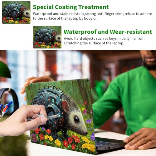 Laptop Skin Sticker Decal, Universal Protective Cover Fit 12 13 14 15.6 Inch Notebook, Reusable Water-Resistant Vinyl Decal w/ 2 Wrist Pads for Business Travel Office, Mouse Flower Forest - color: Mouse Flower Forest