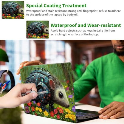 Laptop Skin Sticker Decal, Universal Protective Cover Fit 12 13 14 15.6 Inch Notebook, Reusable Water-Resistant Vinyl Decal w/ 2 Wrist Pads for Business Travel Office, Mouse Flower Forest - color: Mouse Flower Forest