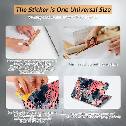 12.1”-15.6” Laptop Skin Sticker (Fits 13”, 13.3”, 14”, 15”, 15.4”) | Reusable Universal Protective Vinyl Art Decal Cover | Waterproof & Scratch-Resistant |Blue Pink Leopard Print Abstract - color: Blue Pink Leopard Print Abstract