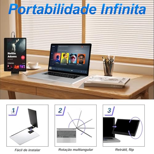 Anvazise Laptop Monitor Extender, 11.6/14.1 inch Portable Monitor Dual Screen External Second Monitor 1920×1080 FHD IPS,USB-C/HDMI,Plug and Play,for Laptop Notebook (11.6 inch)