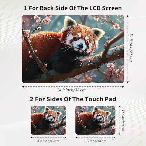 15.6 Inch Laptop Skin Sticker, Reusable Vinyl Cover Protector with 2 Wrist Pad Skins, Removable Waterproof Scratch-Resistant for 12-15.6 Inch Laptop Notebook,Red Panda - color: Red Panda