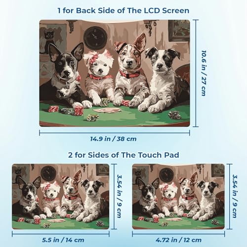 Reusable Universal Laptop Skin Sticker, Cut to Fit for 11.6–15.6 Inch Laptops, Waterproof Protective Film, No-Residue - Dogs Party - color: Dogs Party