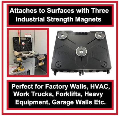 The OmniShelf Magnetic Portable Workstation + Toolbox, Computer & Laptop Stand, Multimeter Case, Utility Shelf w/ 40 lb Capacity, Hands Free Workstation Attaches to HVAC, Trucks & More (3 Count) - size: 3 Count