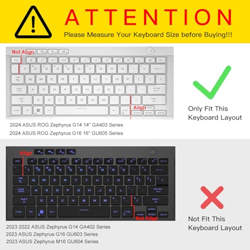 CaseBuy Keyboard Cover Skin for 2026-2024 ASUS ROG Zephyrus G14 GA403 GA403W GA403UU GA403UV GA403UI / ROG Zephyrus G16 GU605 GA605 GU605MV GU605MI GU605MY GU605MZ GU605MU 16" Laptop Protector, TPU