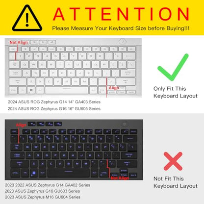 CaseBuy Keyboard Cover Skin for 2026-2024 ASUS ROG Zephyrus G14 GA403 GA403W GA403UU GA403UV GA403UI / ROG Zephyrus G16 GU605 GA605 GU605MV GU605MI GU605MY GU605MZ GU605MU 16" Laptop Protector, TPU