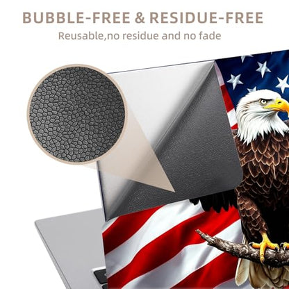 Universal Laptop Skin Sticker for 12/13/14/15.6 Inch Laptops, Reusable Vinyl Laptop Decal Cover, Waterproof Scratch Resistant Notebook Skin with 2 Wrist Pads,Eagles American Flag - color: Eagles American Flag