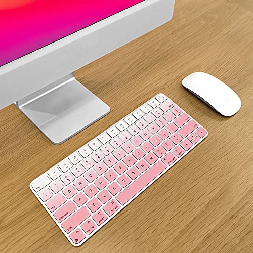 ProElife Keyboard Cover for Apple Magic Keyboard 3 with Touch ID A3118 | Ombre Pink, Non-interference Design for ID Key, Dust-proof, Silicone Protective Skin, Precision Molded, Washable & Reusable - color: Ombre Pink