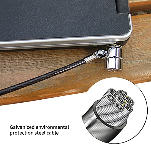 Laptop Lock Galvanized Steel Security Cable 2m Length 180 Degree Rotation for Notebook Monitor Projector Office Dormitory Public, 360 Dual Shaft Universal Keyhole Compatible