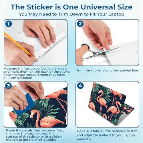 Reusable Universal Laptop Skin Sticker, Cut to Fit for 11.6–15.6 Inch Laptops, Waterproof Protective Film, No-Residue - Flamingo - color: Flamingo