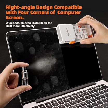 All-in-1 Keyboard Cleaner Laptop Cleaning Kit,Computer Screen-Safe Tools | MacBook iPad iPhone,Electronics Brush Tool for PC Camera Lens Earbuds,Deep Cleaning Spray Cloth, High-Density Soft Brush - color: Bright White