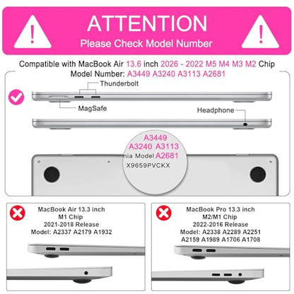 B BELK for MacBook Air 13 inch Case M5 2026 2025 2024 2023 2022 M4 M3 M2 | A3449 A3240 A3113 A2681, Glitter Hard Shell for MacBook Air 13.6 inch Case&Keyboard Cover&Screen Protector, Sparkly Hot Pink - color: Glitter Hot Pink