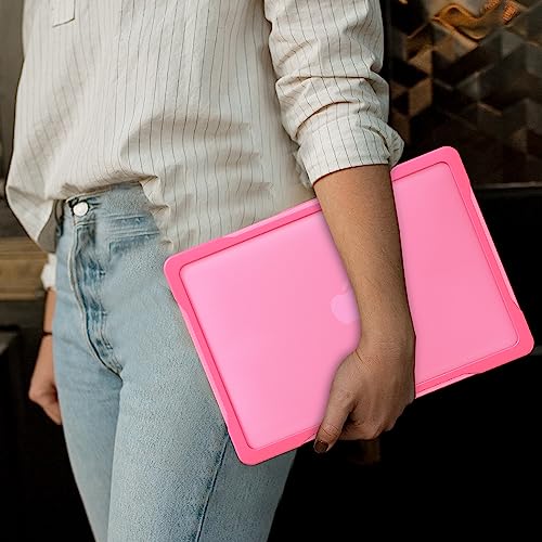 Batianda 4-in-1 Ultimate Case for MacBook Air 13 Inch 2018-2020, Pink | Fits M1/Intel Models A2337/A2179/A1932, Lightweight Slim Design, Carbon Fiber Side Texture, Matte Translucent Hard Shell - color: Pink