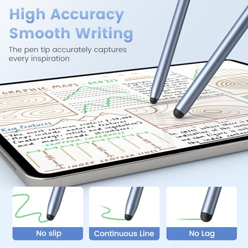 Stylus Pen for Touchscreen, 2-in-1 Magnetic Universal Stylists | High Sensitivity & Precision, Metal Barrel,Compatible with iPad,iPhone,Android Microsoft Surface Nintendo Switch Touchscreen - color: Silver/Blue