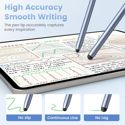 Stylus Pen for Touchscreen, 2-in-1 Magnetic Universal Stylists | High Sensitivity & Precision, Metal Barrel,Compatible with iPad,iPhone,Android Microsoft Surface Nintendo Switch Touchscreen - color: Silver/Blue
