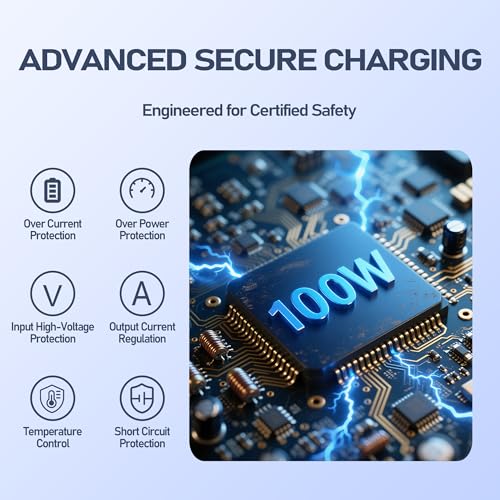 100W USB-C Laptop Charger with 13 Tips, Universal AC Adapter Compatible with Dell HP MacBook Vivobook ThinkPad IPad Lenovo Acer Asus Samsung, 90W 65W 45W Chromebook Power Supply