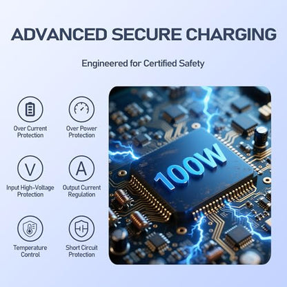 100W USB-C Laptop Charger with 13 Tips, Universal AC Adapter Compatible with Dell HP MacBook Vivobook ThinkPad IPad Lenovo Acer Asus Samsung, 90W 65W 45W Chromebook Power Supply