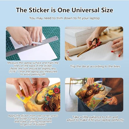 Universal Laptop Skin Sticker with 2 Wrist Pad Skins, Waterproof Scratch Resistant Vinyl Laptop Cover Decal, Cut to Fit for 11–15.6 Inch MacBook HP Dell Lenovo, Highland Cattle - color: Highland Cattle