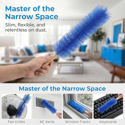 Fan Cleaning Brush, 2026 New Bendable Microfiber Head Dusting Brushes, Reusable Fan Cleaner Brush Dust Remover for Electric Fans, Air Conditioning, Car Vents and Blind，Grey：43cm - color: Gray, size: 43cm