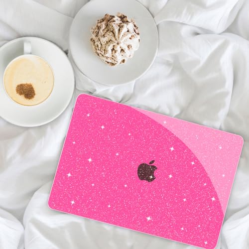 G JGOO for MacBook Air 13 inch Case 2021 2020-2018 M1 A2337 A2179 A1932 | Glitter Protective Plastic Hard Shell for MacBook Air 13.3 inch Case + Keyboard Cover + Screen Protector, Sparkly Hot Pink - color: Hot Pink