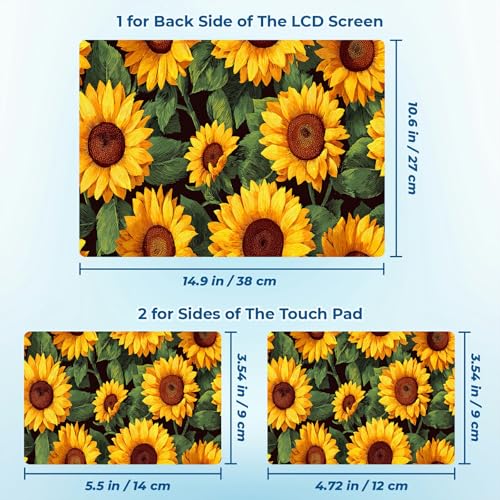 Reusable Universal Laptop Skin Sticker, Cut to Fit for 11.6–15.6 Inch Laptops, Waterproof Protective Film, No-Residue - Sunflowers - color: Sunflowers