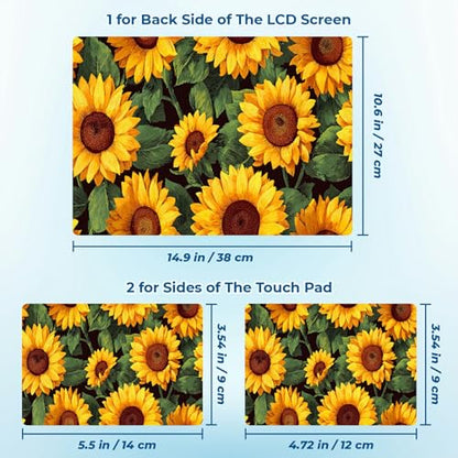 Reusable Universal Laptop Skin Sticker, Cut to Fit for 11.6–15.6 Inch Laptops, Waterproof Protective Film, No-Residue - Sunflowers - color: Sunflowers