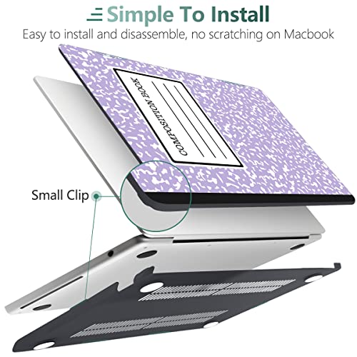 MEEgoodo Case for M5/M4/M3/M2 MacBook Air 13 inch Case 2026 2025 2024 2022, Fit Model A3449/A3240/A3113/A2681, Laptop Hard Shell Compatible with MacBook Air 13.6-inch, Composition Book Purple - color: Composition Book Purple