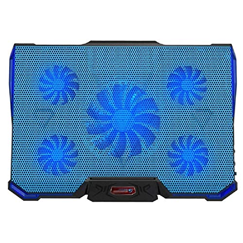 Laptop Cooling Pad - Support 12 to 17 Inches Laptops, 5 Fans - Light, Quiet Rapid Cooling Action - Ergonomic Ventilated Support -USB Slim Portable Gaming Stand Very Silent (Color : Blue) - color: Blue