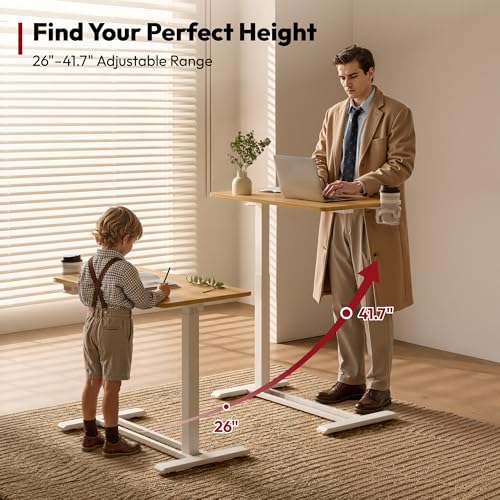 SANODESK 32''Pneumatic Adjustable Overbed Bedside Table with Hidden Casters | Medical Mobile Side End Table Laptop Computer Standing Desk Cart with Tray, Hospital and Home Use(31.5" W x 17.7" D,Maple) - color: Maple, size: Large