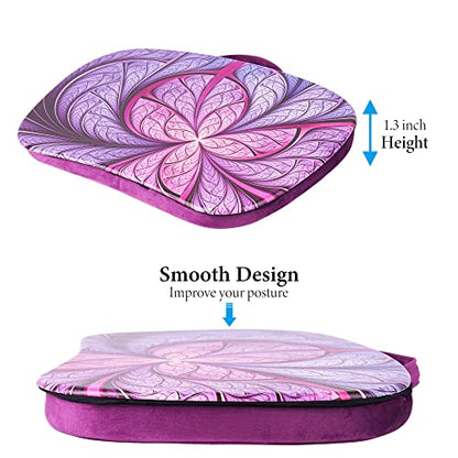 Lap Laptop Desk - Portable Lap Desk with Pillow Cushion, Fits up to 15.6 inch Laptop for Home Office Students Use as Computer Laptop Stand, Book Tablet(1-Purple Flower) - color: 1-purple Flower