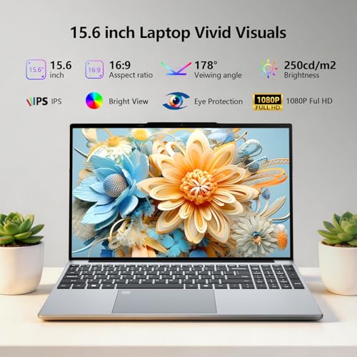 2026 Laptop, 15.6 inch Laptop Computer Celeron N5100 Up to 2.8GHz, Lap Top PC with 16GB RAM 512GB SSD, Backlit KB, Fingerprint, FHD 1080P, 180° Open, Mini HDMI, Win 11 Pro, Laptops for Study Work