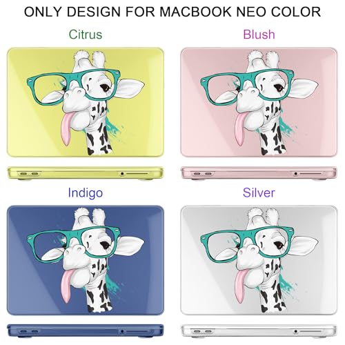 MEEgoodo 4-in-1 Printed Case for MacBook Neo 13 inch 2026 Release Model A3404, Laptop Hard Shell Cases with Keyboard Skin & Screen Protector & Webcam Covers, Funny Giraffe - color: Funny Giraffe