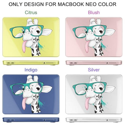 MEEgoodo 4-in-1 Printed Case for MacBook Neo 13 inch 2026 Release Model A3404, Laptop Hard Shell Cases with Keyboard Skin & Screen Protector & Webcam Covers, Funny Giraffe - color: Funny Giraffe