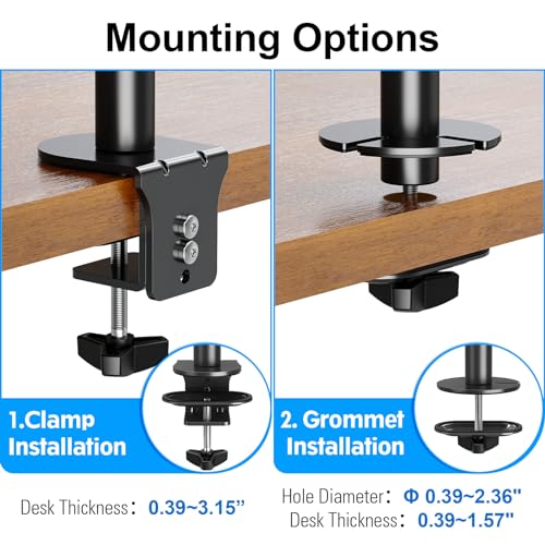 Vertical Dual Monitor Stand, Stacked Monitor Mount for 2 Screen Max 32 inches, Computer Monitor Arm Holds up to 17.6 lbs Each, Height Adjustable, Swivel, Tilt Monitor Desk Mount, VESA 75/100