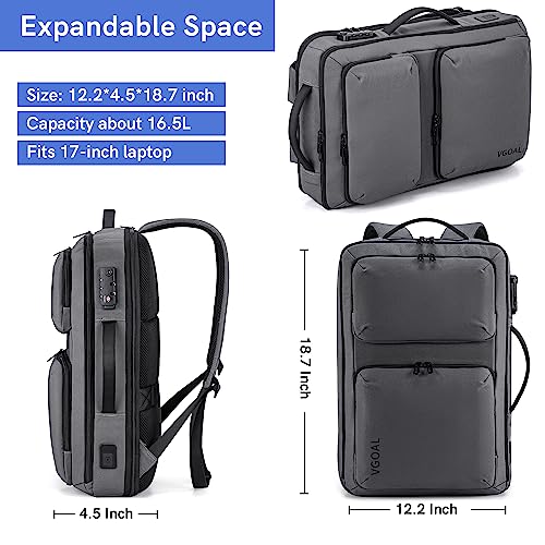 VGOAL Travel Laptop Backpack, Laptop Bookbag College Backpack Durable Water Proof with USB Charging Port for Men Women (FG6317-G)