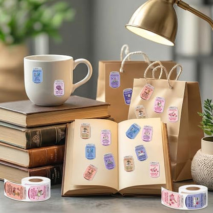 Drinks Soda Ticket Sticker - 2 Roll & 10 Designs Bookish Genre Edition Design Waterproof Vinyl Self Adhesive for Laptop Water Bottle Journal Scrapbook Reading Log Classroom Reward Chart Gift - style: Drinks Soda