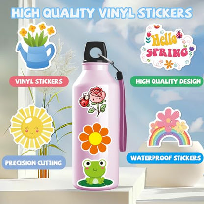 XZENTIRA 104 PCS Spring Stickers Vinyl Waterproof Stickers for Water Bottles, Cute Crafts, Insect Cards, Flowers Decor, Scrapbook, Gifts Bags, Laptop, Party Favors - style: Spring