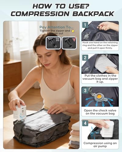 Travel Backpack for Women Men, Flight Approved Carry On Backpack with Compression Vacuum Storage Bags, 18x14x8 inches Personal Item Travel Bag with Pump Peacock Blue - color: Peacock Blue