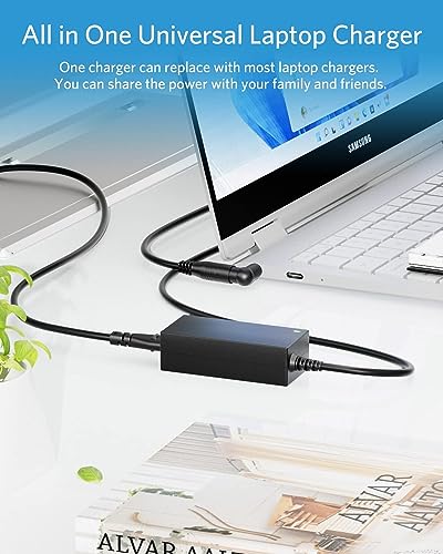Belker 65W 45W USB C Universal Laptop Charger with 15 Tips | for HP Asus Lenovo Dell Acer Toshiba Samsung IBM Laptop Power Supply Cord - size: 65w w/ USB C tip