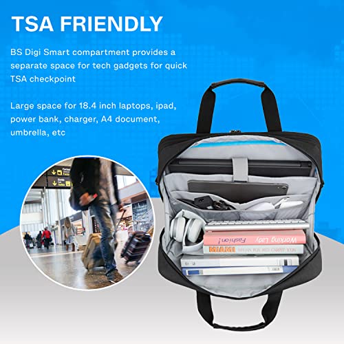 BAGSMART 18 Inch Laptop Bag Expandable Briefcase Computer Bag Men, Black | Women Laptop Shoulder Bag, Work Bag Business Travel Office - color: Black-18.4 Inch