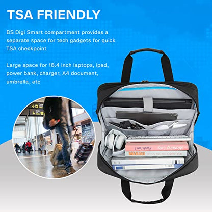 BAGSMART 18 Inch Laptop Bag Expandable Briefcase Computer Bag Men, Black | Women Laptop Shoulder Bag, Work Bag Business Travel Office - color: Black-18.4 Inch