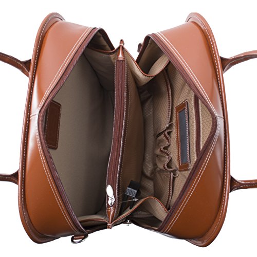 McKlein LA GRANGE, Top Grain Cowhide Leather, 15" Leather Detachable -Wheeled Ladies' Laptop/Computer & Tablet Business Briefcase Bag/Women's Rolling Overnight Travel Bag, Removable trolley case - color: Brown, size: 14.4"x8.75"x18.5"