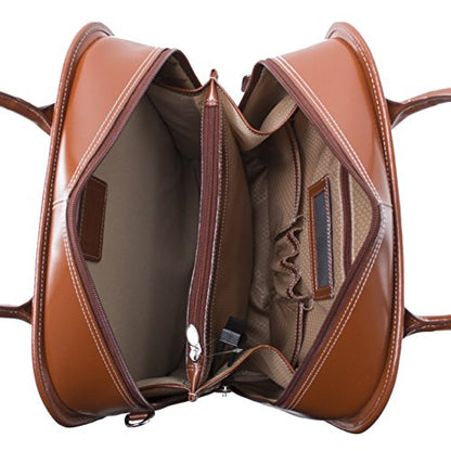 McKlein LA GRANGE, Top Grain Cowhide Leather, 15" Leather Detachable -Wheeled Ladies' Laptop/Computer & Tablet Business Briefcase Bag/Women's Rolling Overnight Travel Bag, Removable trolley case - color: Brown, size: 14.4"x8.75"x18.5"