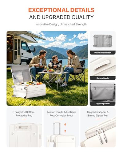 28 Inch Checked Luggage Side Opening Expandable Hardshell Suitcase, 100% PC Lightweight with Brake Spinner Wheels, TSA Lock - Large Travel Suitcase - color: Milky White, size: 28 Inch-EXT