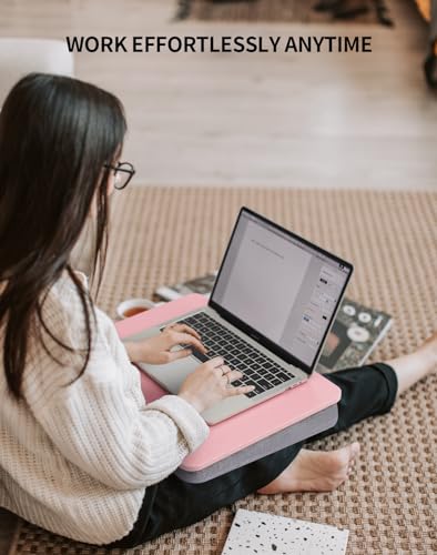 ZEAPTAC Lap Desk with Pillow Cushion, Portable Bed Desk, Fits up to 15.6 inch Laptop, Lap Stand for Bed & Couch & Carpet, Book/Tablet/Drawing Board Stand - Pink - color: Pink