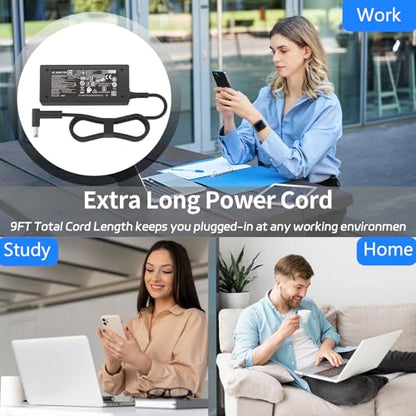 45w Smart ac Adapter Fit for HP 741727-001 721092-001 719309-001 TPN-CA14 L25296-002 Stream11 13 14 Pavilion 14 15 Elitebook G3 G4 ProBook G2 G3 G4 13252 19.5V 2.31A Power Charger Cord with Blue Tip