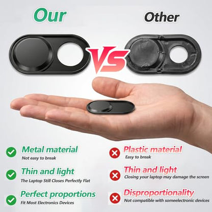 2-Pack Computer Camera Cover Slide, Black | 0.08 Inch Thin Laptop Slide Cover, Webcam Privacy Safe for Computer Mobile Phones