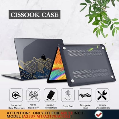 CISSOOK for MacBook Air 13 Inch Case A2337 A2179 A1932 | 2021 2020 2018, Hard Shell Cover with Keyboard Cover for MacBook Air 13 M1 Case, Mountain & Raised Sun - color: Mountain & Raised Sun