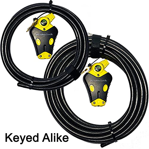 Master Lock - Two Python Adjustable Cable Locks Keyed Alike, 1-12ft, 1-30ft, 8413KACBL-1230 - size: 1-12 ft, 1-30 ft