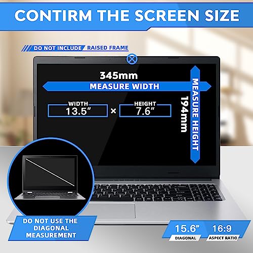 ZOEGAA 15.6 Inch Laptop Privacy Screen,Compatible with Lenovo ThinkPad HP Dell Xps Samsung Asus Acer brands,Removable 16:9 Widescreen Display laptop privacy screen 15.6 inch and Anti-Glare Protector - size: 15.6 in (16:9) privacy screen